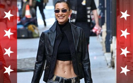 Bella Hadid, The Beauty Setinde Deri ve Düşük Bel Modasıyla Göz Kamaştırdı